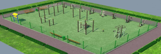 Проект спортивной воркаут площадки с уличными тренажерами в Кемерове