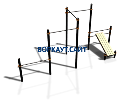 Воркаут комплекс разноуровневых турников со скамьей для пресса ВС-37 в Кемерове