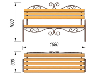 Лавочка кованная МАФ 1606 в Кемерове