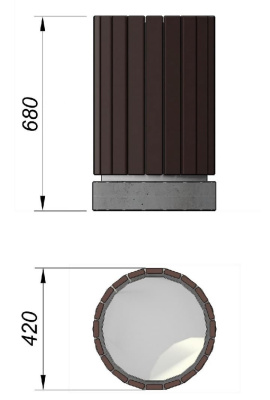 Урна деревянная круглая с бетонным основанием МАФ 1632 в Кемерове