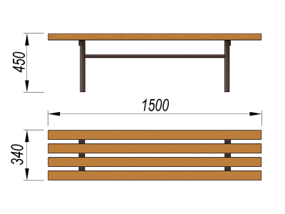 Лавочка без спинки МАФ 1601 в Кемерове