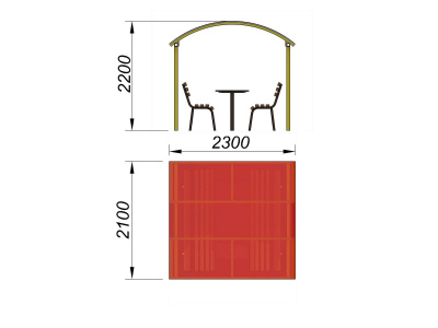 Стол и лавки под навесом МАФ 4005 в Кемерове