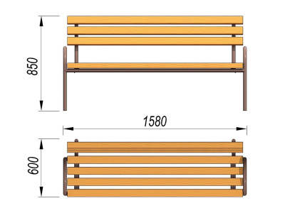 Парковая лавочка со спинкой МАФ 1605 в Кемерове