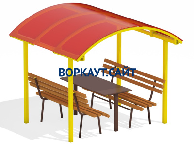 Стол и лавки под навесом МАФ 4005 в Кемерове